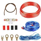 Kabelkit 1500W fertig konfektioniert - Auto Verstärker Anschluss-Set – mit Powerkabeln, Sicherungshalter, SicherungenCinchkabel, – Installations Kit für E