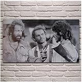 YGWDLON alte Filme Kunstwerk Terence Hill Bud Spencer Wohnzimmer Dekor Home Wandkunst Dekor Stoff Poster-50x90cm Kein R