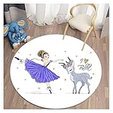 L1YAFYA Cartoon Ballett Mädchen Runde Teppich for Wohnzimmer Area Teppich Kinder Teppich Schlafzimmer Bodenmatte for Kinder Weiche Tapis Kinder Teppich (Color : 8, Size : Diameter 40cm)