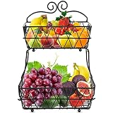 Hossejoy Obstkorb, 2-stufiger Servierkorb Obstschale & Snack-Verkaufsständer, Perfekt für Obst, Gemüse, Snacks, Haushaltsgeg