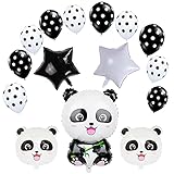 Panda Ballon Dekorationen, Panda Luftballons Geburtstagsfeier Dekoration für Kinder, Panda Party Mylar Luftballons, Latex Helium Ballon mit Band für Geburtstagsfeiern, Panda Themenparty