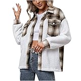 Bsemax 2021 Karierter Mantel Damen Revers Patchwork Mode,Mantel Kariert Damen,Karierte Jacke Damen,Kariertes Hemd Damen,Plaid Langarmhemd,Jacke Kariert Damen,Mantel Kariert Khaki GrüN S-XL