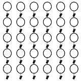 Vorhangringe Metall Gardinenringe mit Clips 38 mm Innendurchmesser Vorhang Ringe Clips für Gardinenstangen zum Aufhängen von Vorhängen Schwarz 30 Stück