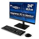 Lautloser All-in-One PC (24 Zoll) - CSL Unity Pro F24B-GLS PRO / 512GB M.2 SSD / 16GB DDR4-RAM / Win10 Pro - Silent-PC AIO mit Intel Celeron N4120 4X 2600MHz, integrierter Webcam, AC WLAN, schw