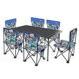 KAUTO Campingtisch Stühle 7-teiliger Klapptisch, Aluminium Leichter Picknicktisch, Geeignet für Grillen, Reisen, Angeln (Farbe : Paket 3)