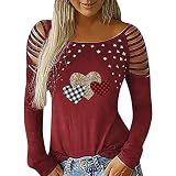 HHOP Valentinstag blusentops Damen Tunika elegant festlich Oberteile sexy Damen Sommerblusen Damenpullover Langarm Winter elegant Oberteile sexy lässige Oberteile Damen Bluse Sommer Damen Ob