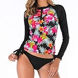 Hniunew Einteiliger Badebekleidung Damen Tauchanzug Surfender Badeanzug sexy Floral Bademode Swimsuit Hohe Taille Sport Bikini Wetsuit UV-Schutz Badesets Badeanzüge Bathing S