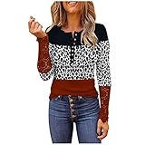 Ydsxlp Damen Langarm Shirt V-Ausschnitt Tops Slim Fit Langarmshirts Basic Oberteile Bluse Tunika Button Casual Pullover Strickpullover Sweatershirt (D Gray, XXL)