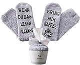 Geschenk für Frauen, zum Muttertag, WENN DU DAS LESEN KANNST BRING MIR KAFFEE SOCKEN, witziges Geburtstagsgeschenk für Freundin, Schwester-Geschenk (Grau-Kaffee)