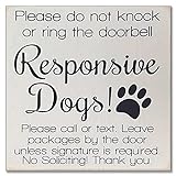 DKISEE xi4527 Holzschild mit Aufschrift 'No Soliciting Responsive Dogs Do Not Disturb Do Not Knock Do Not Ring The Doorbell Leave Package No Sales No Solicit', 40,6 x 40,6 cm, rustikales H