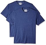 Amazon Essentials Herren T-Shirt, lockere Passform, Rundhalsausschnitt, Brusttasche, 2er-Pack, Blau (Navy Heather Nav), US XXL (EU XXXL - 4XL)