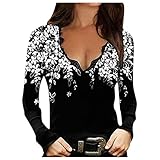 Damen-Shirt, Langarm mit Knopfleiste rot Oberteil Italy Shirt sommertops Rollkragenpullover Tshirt Damen Langarm Baumwolle Oversize Bluse Damen langes Bluse Damen Oberteil rot D