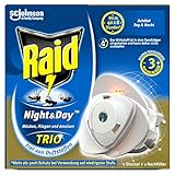 Raid Night & Day Trio Insekten Stecker, Schutz vor fliegenden & kriechenden Insekten, Stecker & 1 Nachfüller, bis zu 300 S