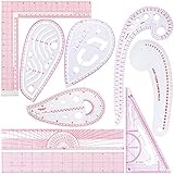 9 Stück Französisch Metrisch Lineal Abgeschrägt Transparent Lineal Kurve Geformt Messen Lineal Kunststoff Nähen Werkzeuge DIY Nähen Lineal Set für Nähen Schneiderei Kunsthandwerk, 9 S