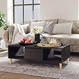 Festnjght Couchtisch Wohnzimmertisch Modern Sofatisch Beistelltisch mit Stauraum Kaffeetisch Teetisch Tisch Wohnzimmer Hochglanz-Grau 103,5x60x35