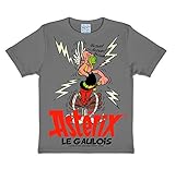 Logoshirt® Asterix & Obelix I Asterix Le Gaulois T-Shirt Kinder I Motiv-Shirt grau kurzärmlig Rundhalskragen I Lizenziertes Originaldesign I hochwertiger Logo-Print I Baumwolle I Vintag