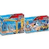 PLAYMOBIL City Action 70441 RC-Baukran mit Bauteil, Inkl. Fernbedienung, Ab 5 Jahren & City Action 70442 Seilbagger mit Bauteil, Ab 5 J