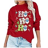 CHIYANG Damen Casual Weihnachten Printed Langarm Rundhals Hoodies Pullover Damen Festival Schürzen Roben Pyjamas Pullover Blusen Shirts Tops Ausgehen Party Kleidung Kostü