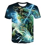 Neutraler Sommer T-Shirt 3D Digitaldruck Monster Hunter Serie Muster lässig Männer und Frauen Kurze Ärmel-L_M