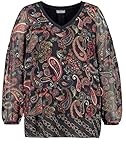 Samoon Damen 2-in-1 Bluse mit Paisleymuster leger Black Gemustert 44