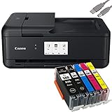 Bundle Canon PIXMA TS9550 Tintenstrahldrucker Multifunktionsgerät (A3 Drucker, Scanner, Kopierer) mit 5 komp. Youprint® Druckerpatronen für PGI-580/CLI-581 XXL +USB-Kab