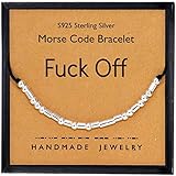 YooAi Morse Code Armband Inspirierende Geschenke für Frauen Ihr Sterling Silber Perlen Armband auf Seidenschnur Schmuck für Frauen M