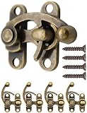 FUXXER® - 4x Antike Verschlüsse, Rast-Haken, Möbel-Beschläge, Bronze Eisen Design, Für Schieber Truhen Wein-Kisten Dosen im Vintage Landhaus Retro Stil, massive Ausführung, 38 x 30mm, 4er S