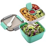 Lunchbox 1500 ml/52 Unzen Salatbox mit fächern,Halten Essen Frisch,Mikrowellengeeignet (Grün)