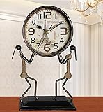 KTDT Tischuhr Europäische antike schmiedeeiserne Stummuhr Wohnzimmer kreative Modepersönlichkeit Uhr Art Deco Vintage Q