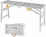 LZXH Tritthocker Teleskopleiter Tritthocker 55 60 70 Zoll klappbare verstellbare Arbeitsplattformbank, tragbare Heavy Duty mit Rutschfester Oberfläche, Außenterrasse Terrassenleiter Gartentrepp