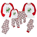 EMATOP Familien Outfit Weihnachts Pyjama Set Lässiges Schlafanzüge Weihnachtspullover Damen Nachtwäsche Rentier Elch Outfit Lange Ärmel Oberteil Shirt Hose 2Pcs Familie Homewear Neujahr 2022