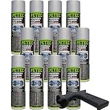 brünte Griff für Spraydosen + 12x PETEC 500ml Steinschlag & Unterbodenschutz Spray Grau überlackierb