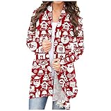 Eaylis Weihnachtsstrickjacke Langarm Cardigan Damen Strickmantel Strickjacke Sweater Elegant Manschette Sweatshirt Langen Mantel Tops Outwear Casual Pulli Sweater Jacke Offen Pulllover Herbst W