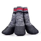 Qplcdg 4Pcs Anti-Rutsch Hund Socken,Hundeschuhe Pfotenschutz Gummisohle, für Small/Medium/Large Hund. (4#, Grau)