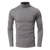 FUQUAN Herren Longsleeve Rollkragenpullover Regular Fit Langarmshirts Rollkragen Pullover Elastisch Einfarbig Rollkragenpullover Herren Slim Fit Strickpullover Einfarbig Rollkrag
