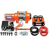 Winchmax 3000lb / 1361kg Original orange 12v elektrische Winde, 15,5m 5mm Dyneema SK75 Synthetikseil, 1/4 Zoll Gabelkopfhaken. Funkfernbedienungen mit zwei H