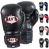 Ali's Boxhandschuhe für Muay Thai, Punchinghandschuhe für Sparring, Kickboxen, Kampfsport, Boxhandschuhe Männer für Boxsäcke, schwarz Größe 18 Oz - XL