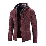 SOIUTAO Herren Winter Langarm Große Größe Samt Kapuzen Pullover Strickjacke Einfarbig Jacke Kapuzenjacke Winterjacke Lauschig Mäntel Langarm Pulli Reißverschluss Beiläufig Lauschig