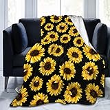 Weiche und gemütliche Flanelldecke mit Sonnenblumen-Motiv, niedlich, leicht, dünn, für alle Jahreszeiten, Fleecedecke für Bett, Couch, Büro, 152,4 x 127,7