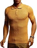 Leif Nelson Herren Sommer T-Shirt Poloshirt Slim Fit aus Feinstrick Cooles Basic Männer Polo-Shirt Crew Neck Jungen Kurzarmshirt Polo Shirt Sweater Kurzarm LN7395 Mustard X-Larg