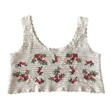 SOIMISS 1Stück Häkelweste Bestickte Blumenweste Ärmellose Hängematte Kurzes Tanktop für Damen Lady Girl (Aprikose)