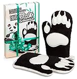 3-spirits® Panda Paul`s Backhandschuhe, DER Blickfang in jeder Küche, Topfhandschuhe, Ofenhandschuhe, Küchenhandschuhe, Geschenk Idee, Modell 2021