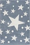 LIVONE Happy Rugs for Kids Hochwertiger Kinderteppich Kinderzimmer Babyteppich mit Sternen und Punkten in blau Weiss Grösse 200 x 300