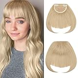 Clip in Pony Haarteil Extensions Fringe Dick Clip in Bangs One Piece 2 Clips In Front Hair Glatt Synthetik Haarverlängerung Aschblonde Mischung Bleichb