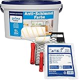 prinzcolor Premium Anti-Schimmelfarbe Schimmelschutz Feuchtraumfarbe Weiß 5