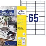 AVERY Zweckform 3666-10 Adressaufkleber (650 Klebeetiketten, 38x21,2 mm auf A4, bedruckbare Absenderetiketten, selbstklebende Adressetiketten mit ultragrip, ideal fürs HomeOffice) 10 Blatt, weiß