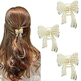 3 Stück Perlen Schmetterling Haarspangen Schleife Haarklammern Haarklammer Metall Haarschmuck Haar Spange Haar-Accessoires für Frauen Damen und M