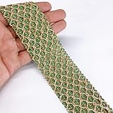 Lami - 9 Meter grünes, goldenes geflochtenes Band, Zick-Zack-Spitzen-Design, florale Heimtextilien, ausgefallenes Band, indische Borte, dekoratives Geschenkband, Flechten, Geschenkverpackung
