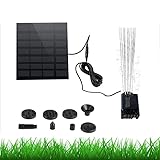 GUOHAPPY 1,4 W Solarwasserpumpen-Kit, Solarbetriebene Springbrunnenpumpe Mit 6 Düsen, DIY-Wasserspiel-Außenbrunnen Für Vogeltränke, Teiche, Garten U