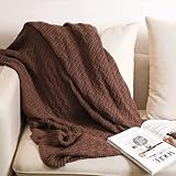 Kuscheldecke Strickdecke 100% Baumwolle Weich Sofadecke 130x180cm Schlafdecke für weiches Sofa, Stuhl, Couch, Heimdekoration, Picknick, Camping, S